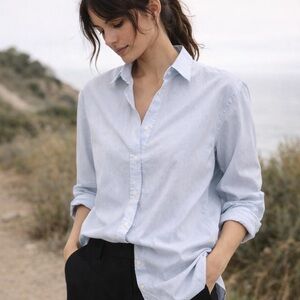 Light Blue Striped Classic Button-Down Shirt